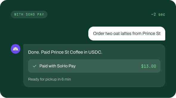 x402 instant settlement in chat with SoHo Pay